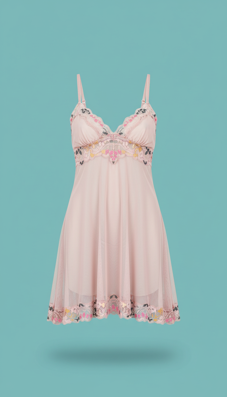 Camisola sleepwear mesh blush suave