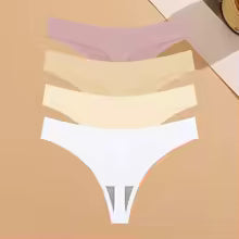 Calcinha Invisível Ultrafina Sem Costura Feminina Cintura Baixa Fio Dental Seda Gelada 4 Peças