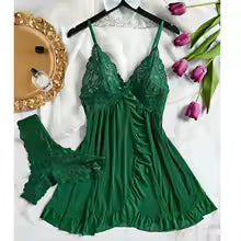 Vestido Lingerie Sexy Renda Transparente Decote V