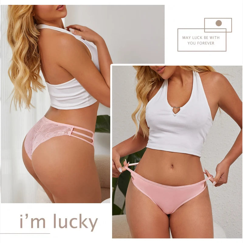Calcinha Feminina Floral Renda Transparente Cintura Baixa 3 Peças