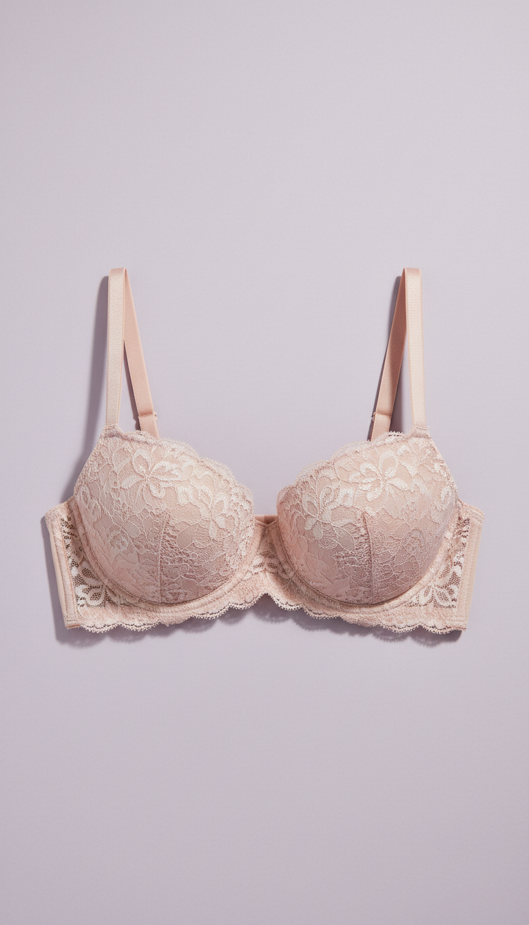 Sutiã balconet rendado blush petal