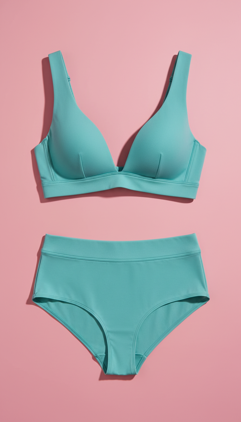 Conjunto plunge azul teal com cintura alta